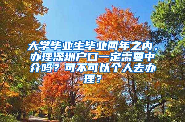 大学毕业生毕业两年之内，办理深圳户口一定需要中介吗？可不可以个人去办理？