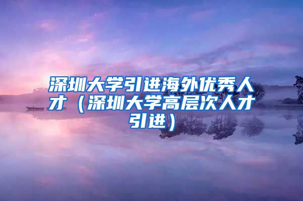 深圳大学引进海外优秀人才（深圳大学高层次人才引进）