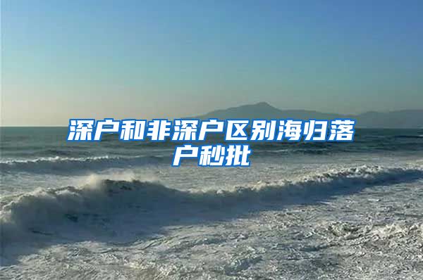 深户和非深户区别海归落户秒批