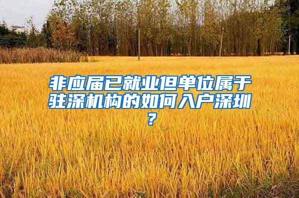 非应届已就业但单位属于驻深机构的如何入户深圳？