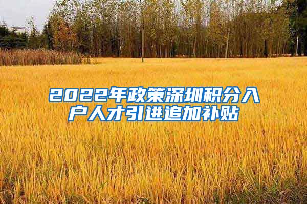 2022年政策深圳积分入户人才引进追加补贴