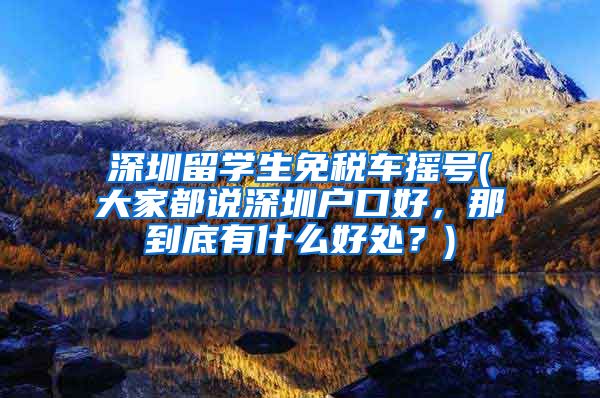 深圳留学生免税车摇号(大家都说深圳户口好，那到底有什么好处？)