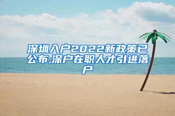 深圳入户2022新政策已公布,深户在职人才引进落户