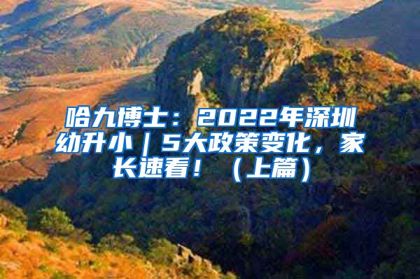 哈九博士：2022年深圳幼升小｜5大政策变化，家长速看！（上篇）