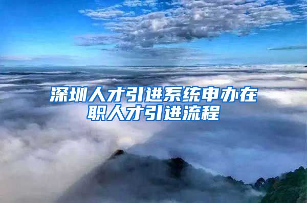 深圳人才引进系统申办在职人才引进流程