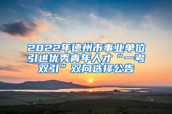 2022年德州市事业单位引进优秀青年人才“一考双引”双向选择公告