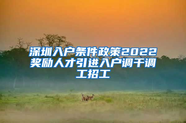 深圳入户条件政策2022奖励人才引进入户调干调工招工