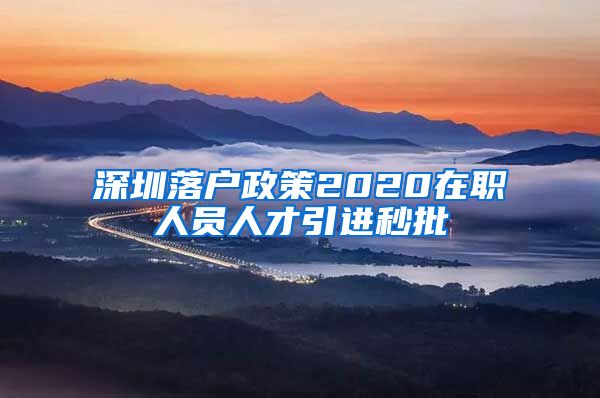 深圳落户政策2020在职人员人才引进秒批