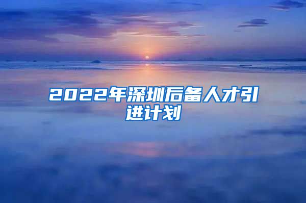 2022年深圳后备人才引进计划