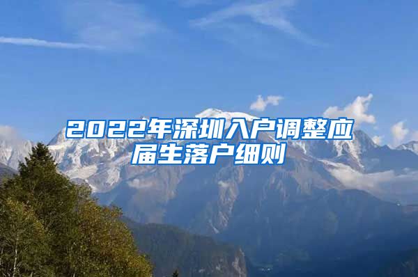 2022年深圳入户调整应届生落户细则