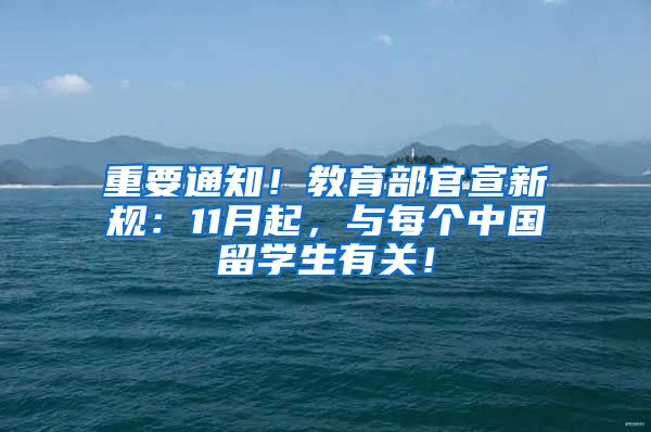 重要通知！教育部官宣新规：11月起，与每个中国留学生有关！