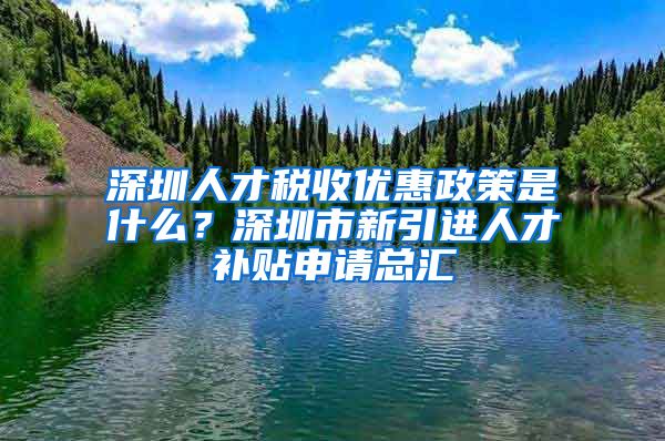 深圳人才税收优惠政策是什么？深圳市新引进人才补贴申请总汇