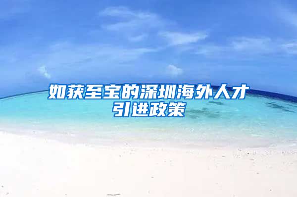 如获至宝的深圳海外人才引进政策