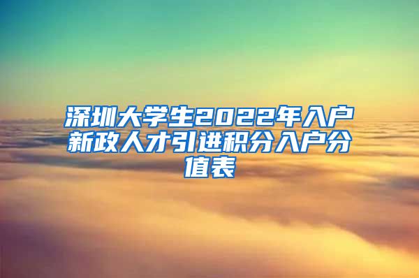 深圳大学生2022年入户新政人才引进积分入户分值表