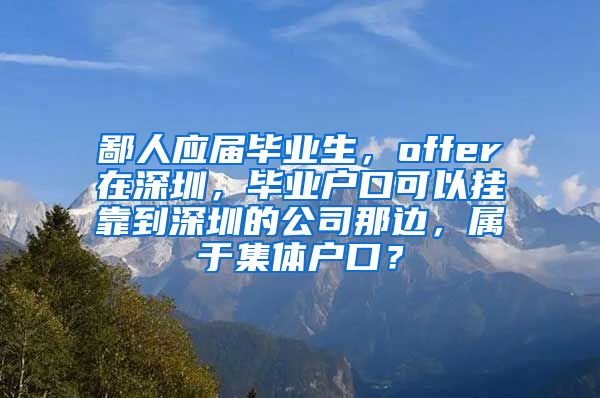 鄙人应届毕业生，offer在深圳，毕业户口可以挂靠到深圳的公司那边，属于集体户口？