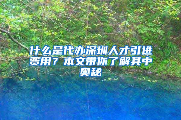 什么是代办深圳人才引进费用？本文带你了解其中奥秘