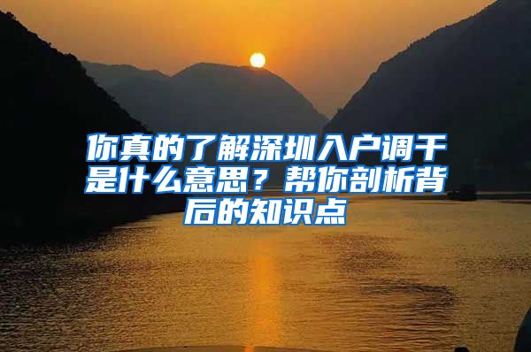 你真的了解深圳入户调干是什么意思？帮你剖析背后的知识点