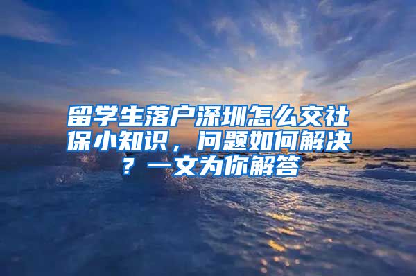 留学生落户深圳怎么交社保小知识，问题如何解决？一文为你解答