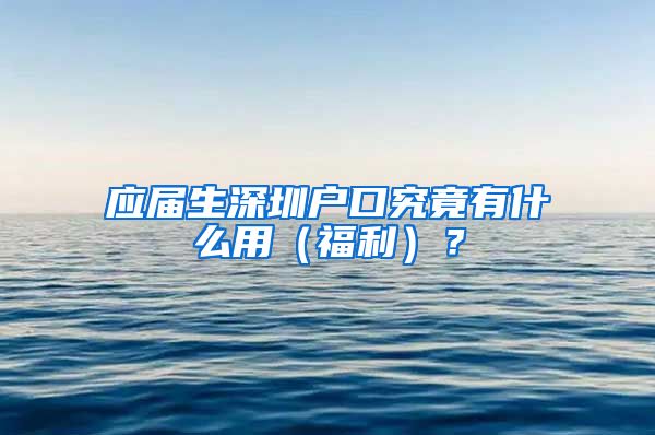 应届生深圳户口究竟有什么用（福利）？