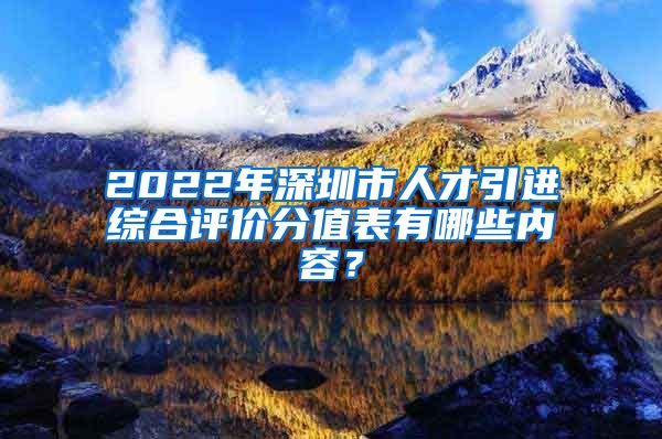 2022年深圳市人才引进综合评价分值表有哪些内容？