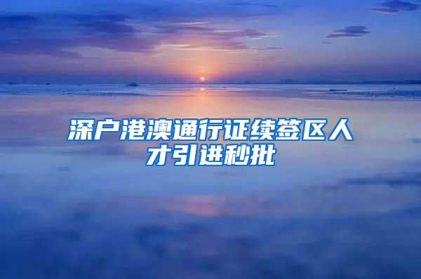 深户港澳通行证续签区人才引进秒批