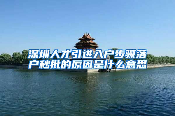 深圳人才引进入户步骤落户秒批的原因是什么意思