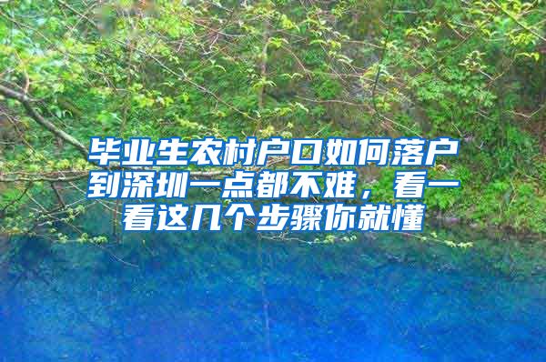 毕业生农村户口如何落户到深圳一点都不难，看一看这几个步骤你就懂