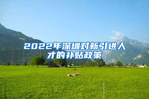 2022年深圳对新引进人才的补贴政策