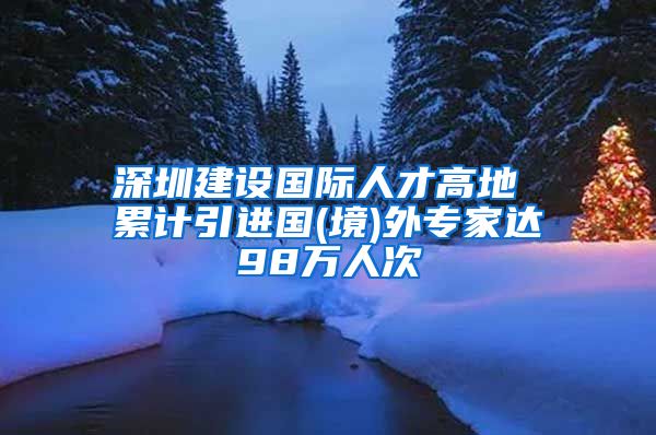 深圳建设国际人才高地 累计引进国(境)外专家达98万人次