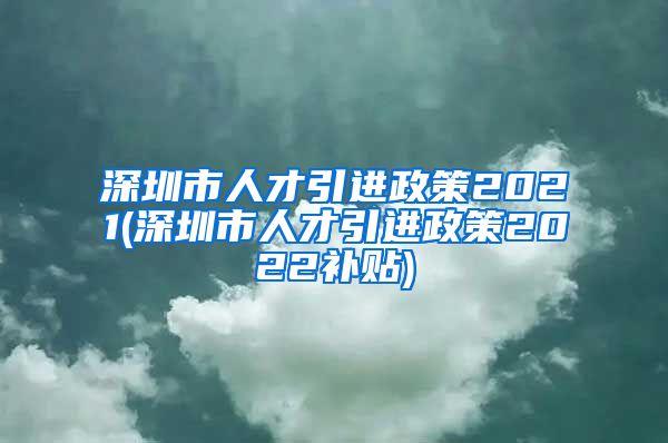 深圳市人才引进政策2021(深圳市人才引进政策2022补贴)