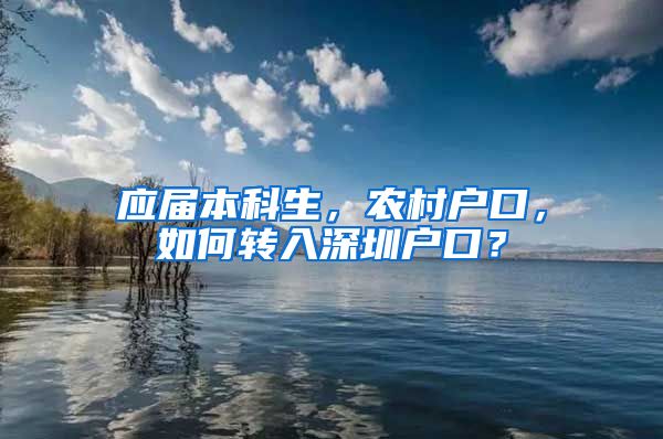 应届本科生，农村户口，如何转入深圳户口？