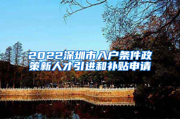 2022深圳市入户条件政策新人才引进和补贴申请