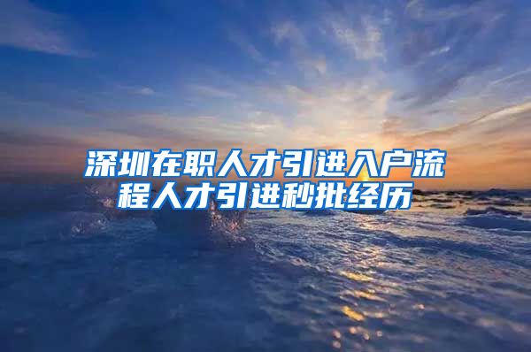 深圳在职人才引进入户流程人才引进秒批经历