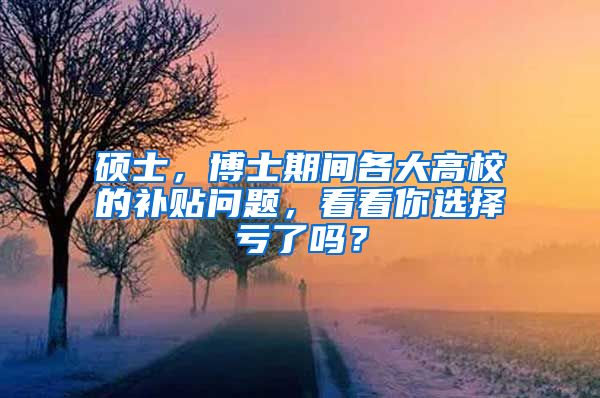 硕士，博士期间各大高校的补贴问题，看看你选择亏了吗？