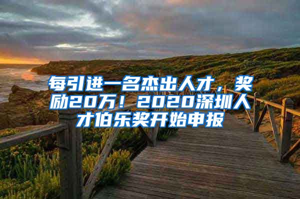 每引进一名杰出人才，奖励20万！2020深圳人才伯乐奖开始申报