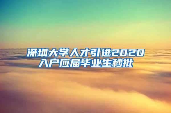 深圳大学人才引进2020入户应届毕业生秒批