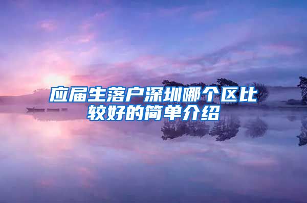 应届生落户深圳哪个区比较好的简单介绍