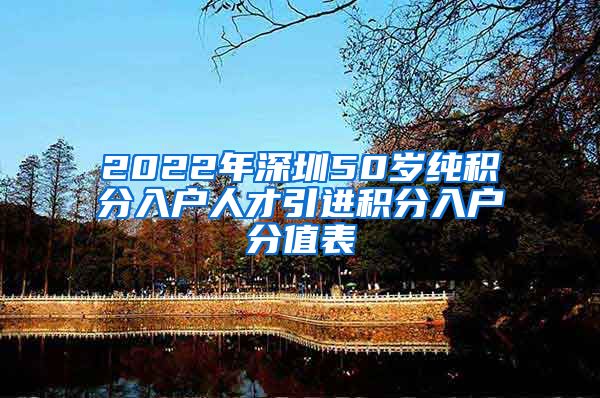 2022年深圳50岁纯积分入户人才引进积分入户分值表