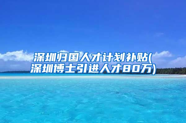 深圳归国人才计划补贴(深圳博士引进人才80万)