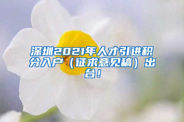 深圳2021年人才引进积分入户（征求意见稿）出台！